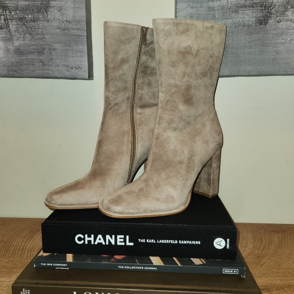 Steve Madden Taupe Suede Heeled Boots
